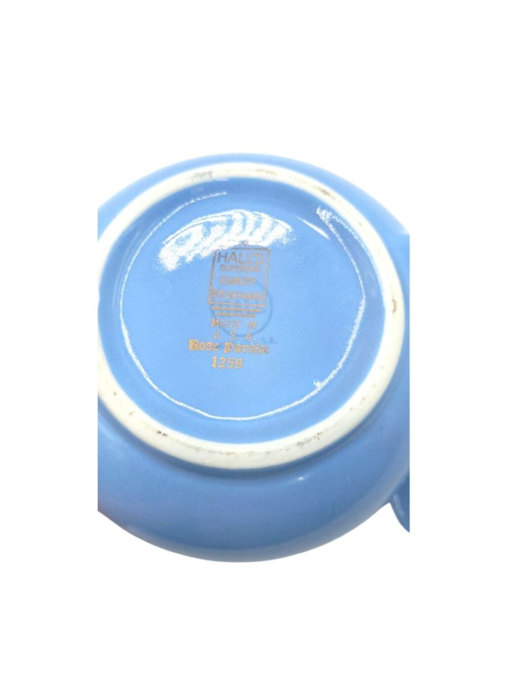 Halls Superior Blue Ceramic Teapot With Floral Handle & Lid Rose Parade 1259 Vin - Picture 2 of 6